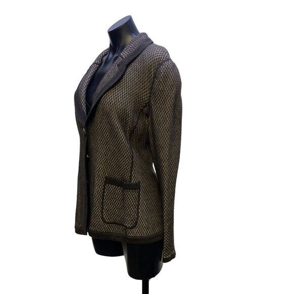 NWT Armani Vintage-Style Blazer Jacket Brown & Black Large Mesh Pattern 10 - Picture 3 of 8